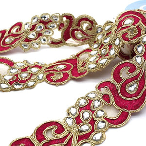 PINK GOLD EMBROIDERY RHINESTONE TRIM - sarahi.NYC