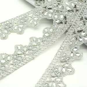 METALLIC SILVER RHINESTONE TRIM - sarahi.NYC