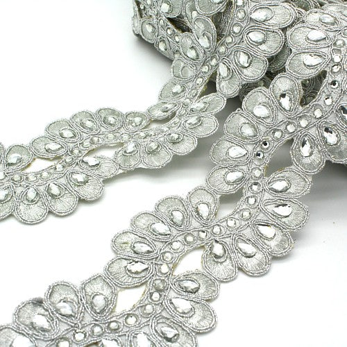 SILVER METALLIC RHINESTONE TRIM - sarahi.NYC