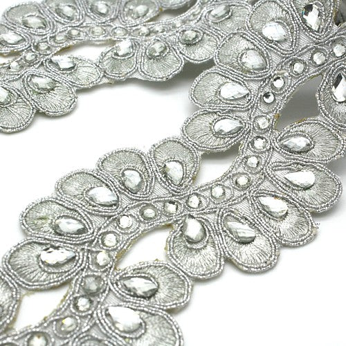 SILVER METALLIC RHINESTONE TRIM - sarahi.NYC