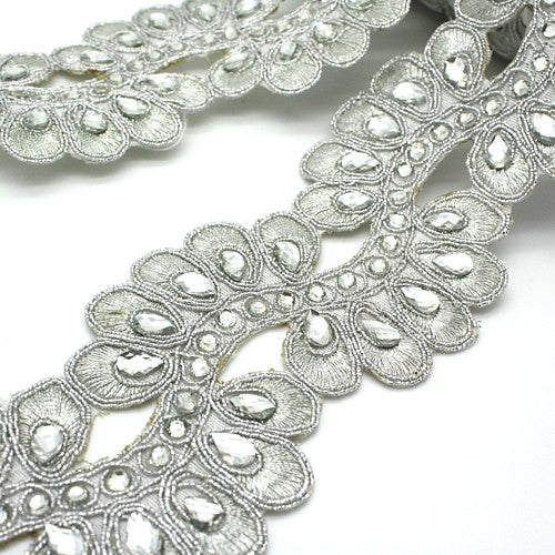 SILVER METALLIC RHINESTONE TRIM - sarahi.NYC