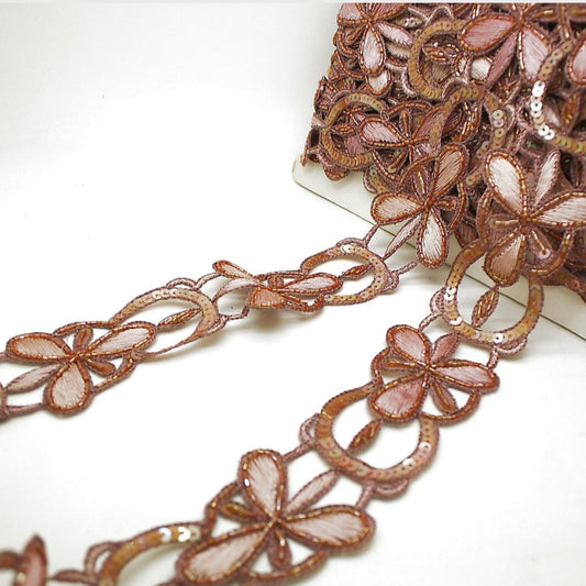 BROWN SEQUIN FLOWER TRIM - sarahi.NYC