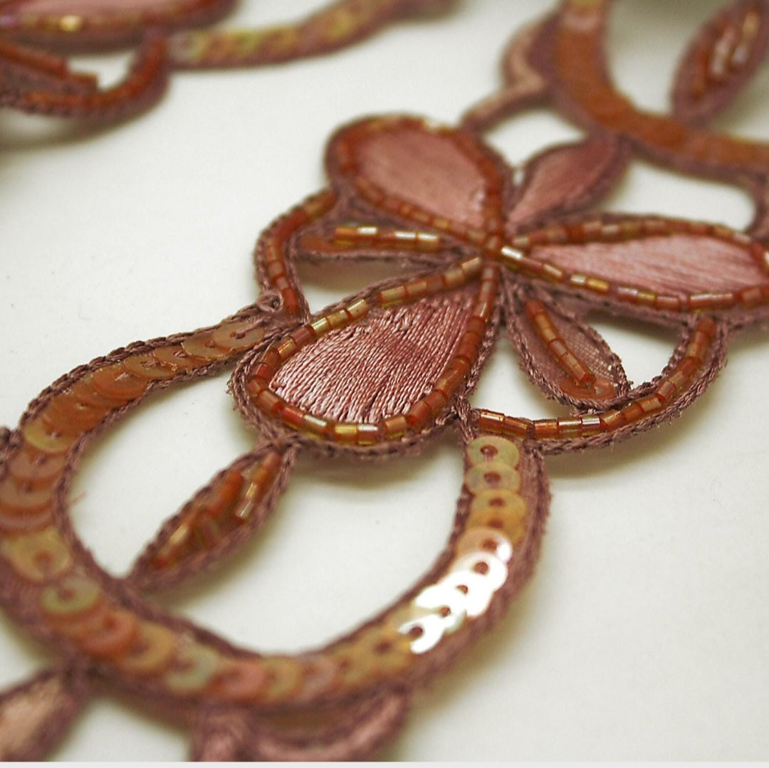 BROWN SEQUIN FLOWER TRIM - sarahi.NYC
