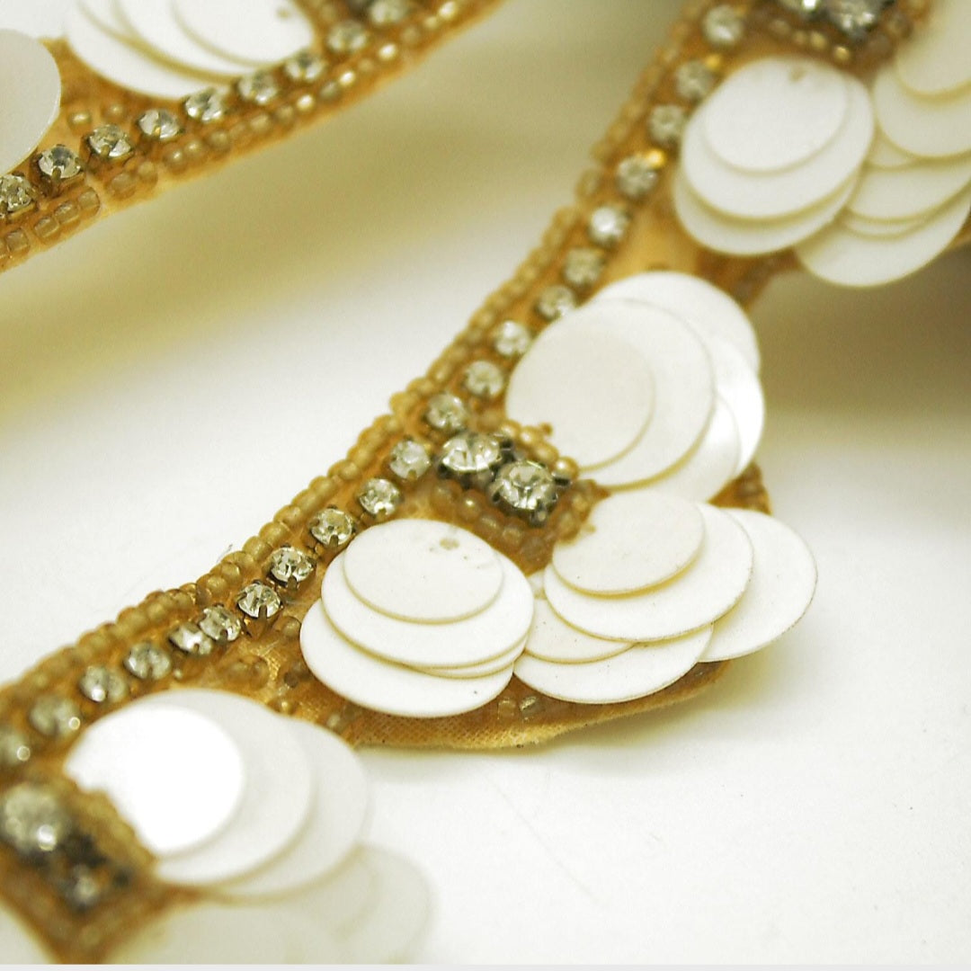 WHITE GOLD SEQUIN FLOWER TRIM - sarahi.NYC