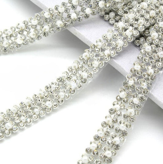 WHITE SILVER CRYSTAL TRIM - sarahi.NYC