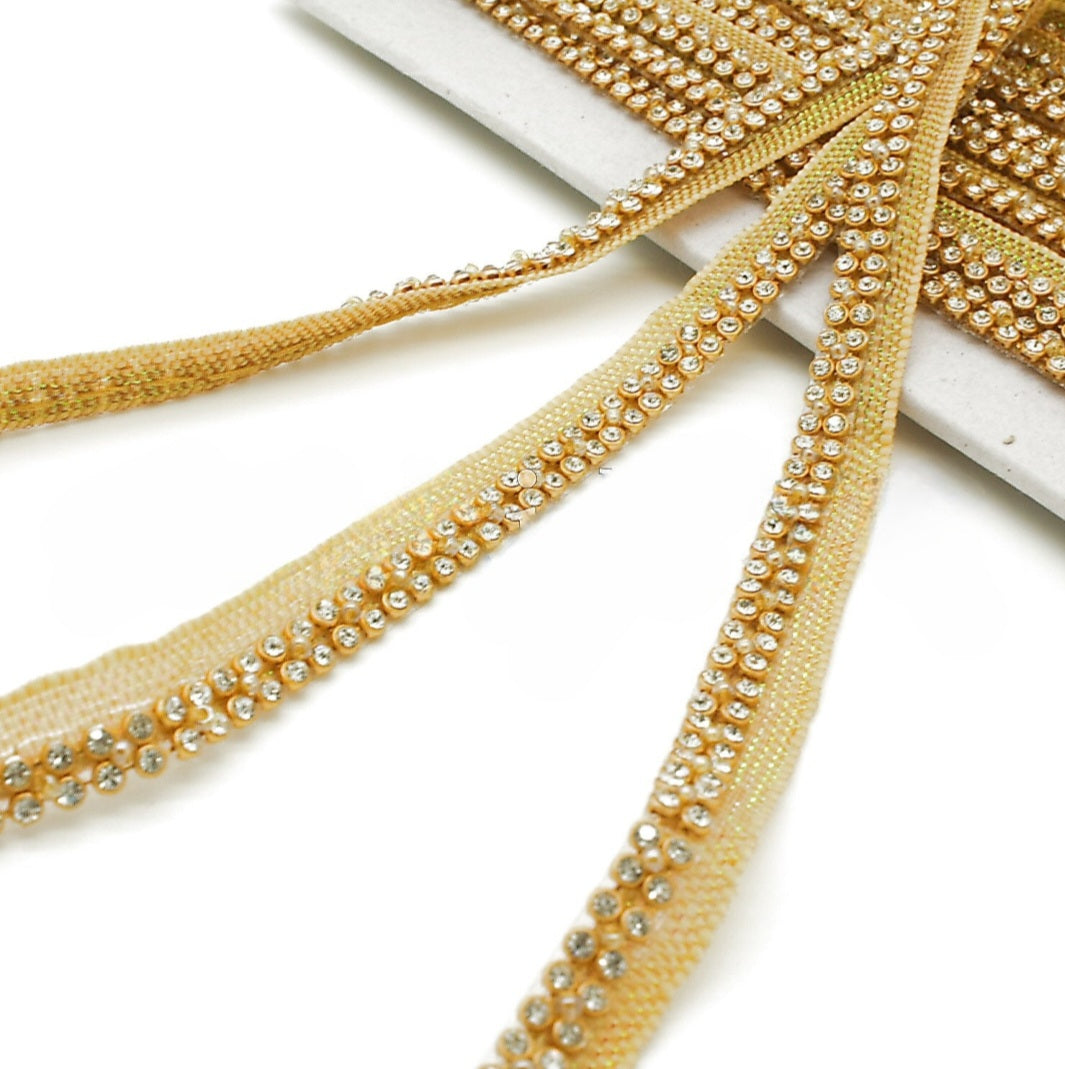 GOLD  THIN CRYSTAL EDGING TRIM - sarahi.NYC