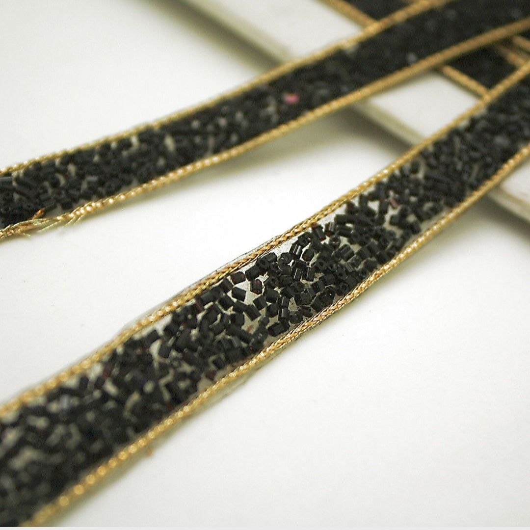 BLACK GOLD BEADED TRIM - sarahi.NYC