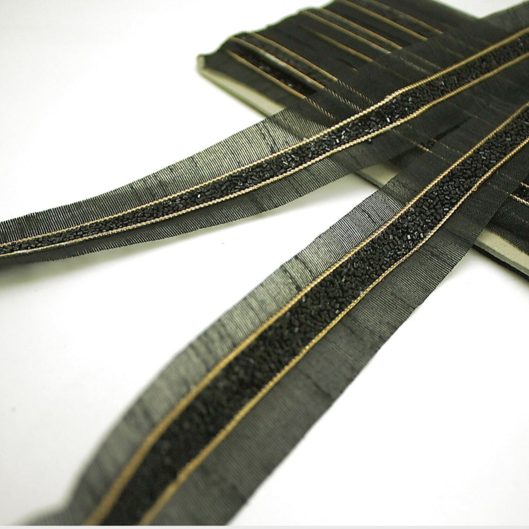 BLACK GOLD BEADED TRIM - sarahi.NYC