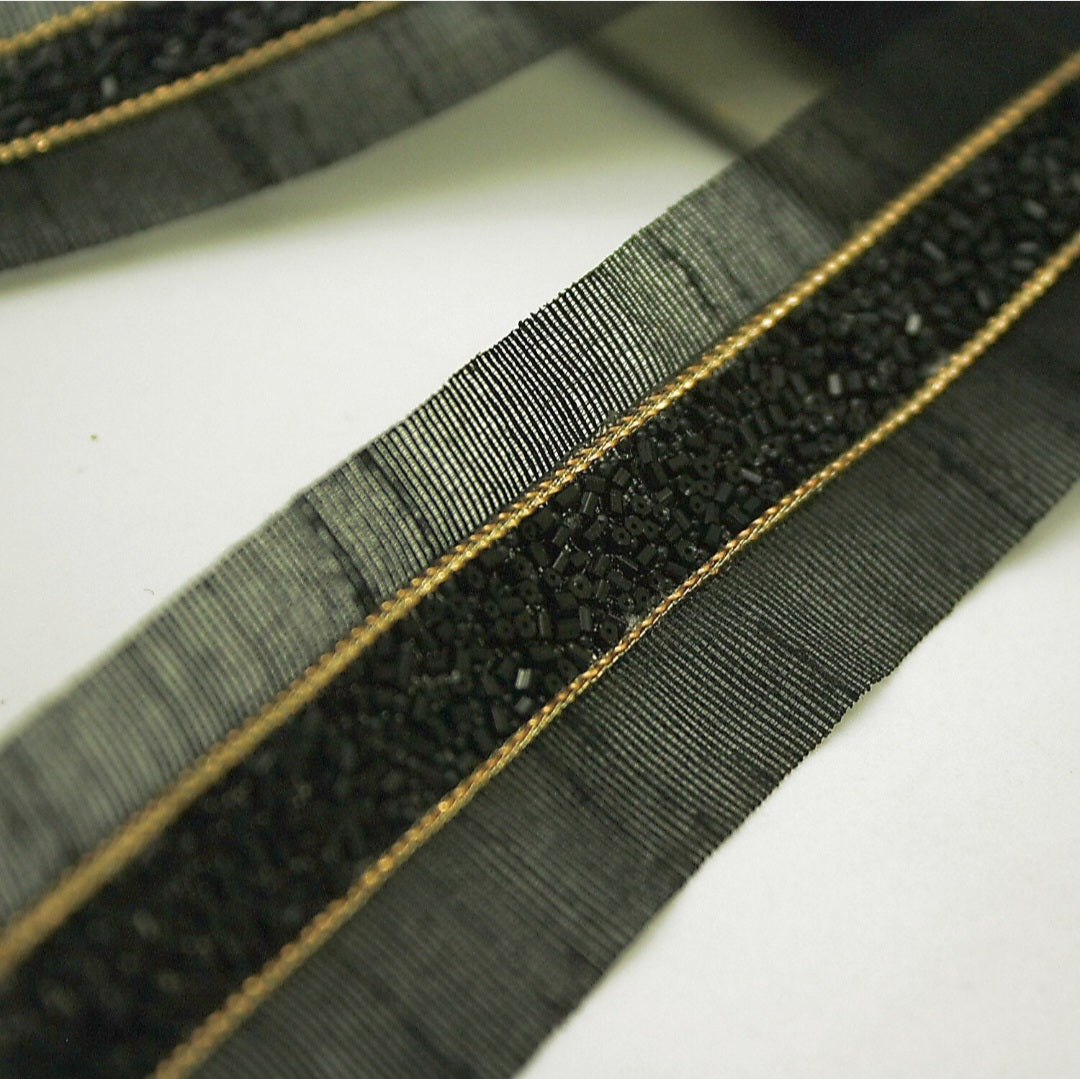 BLACK GOLD BEADED TRIM - sarahi.NYC