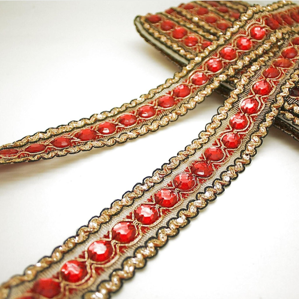 RED RHINSTONE TRIM - sarahi.NYC