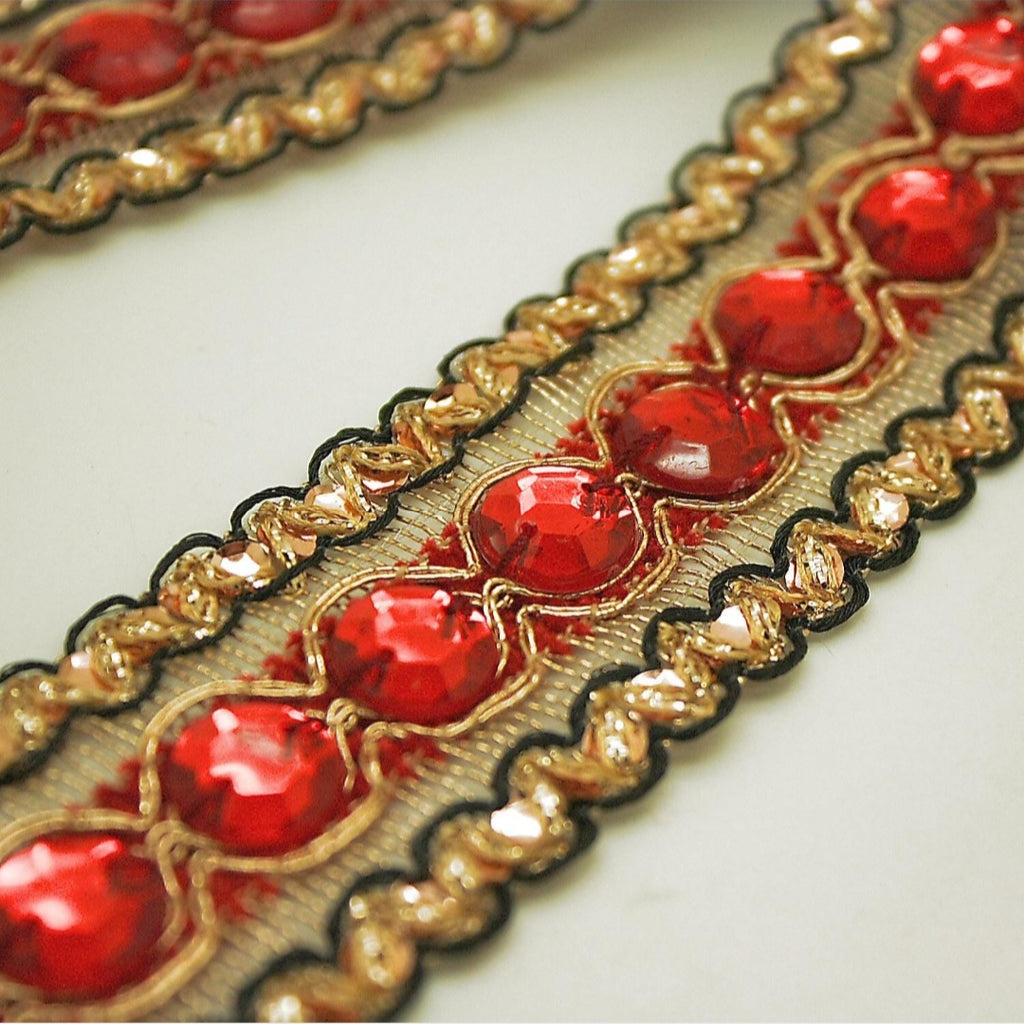 RED RHINSTONE TRIM - sarahi.NYC