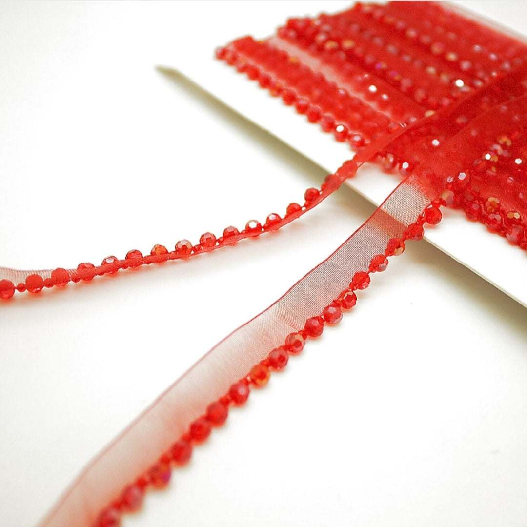 RED BEADED TRIM - sarahi.NYC