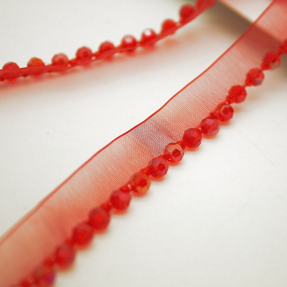 RED BEADED TRIM - sarahi.NYC