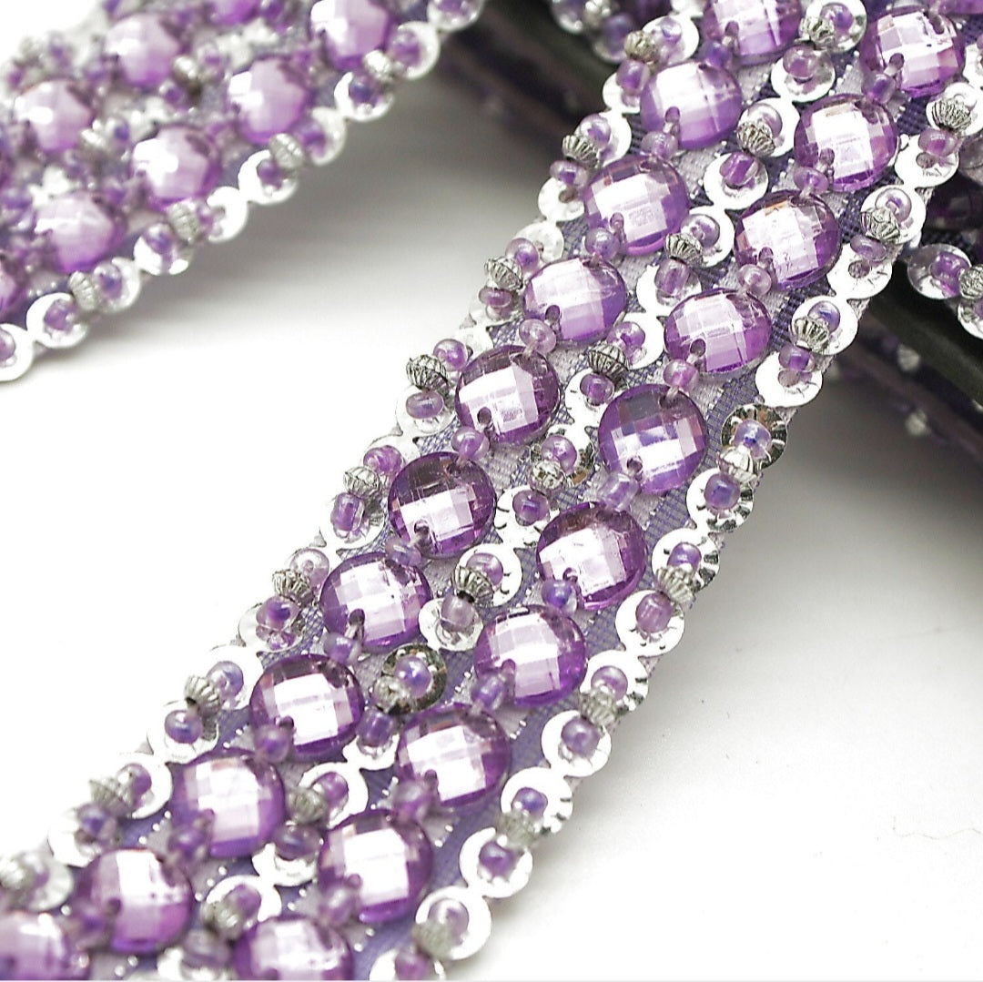 LILAC RHINESTONE BEADED TRIM - sarahi.NYC