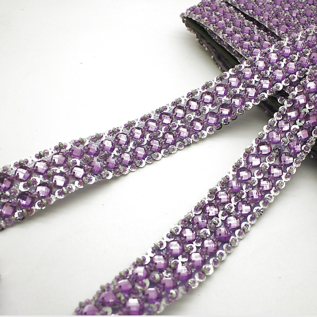 LILAC RHINESTONE BEADED TRIM - sarahi.NYC