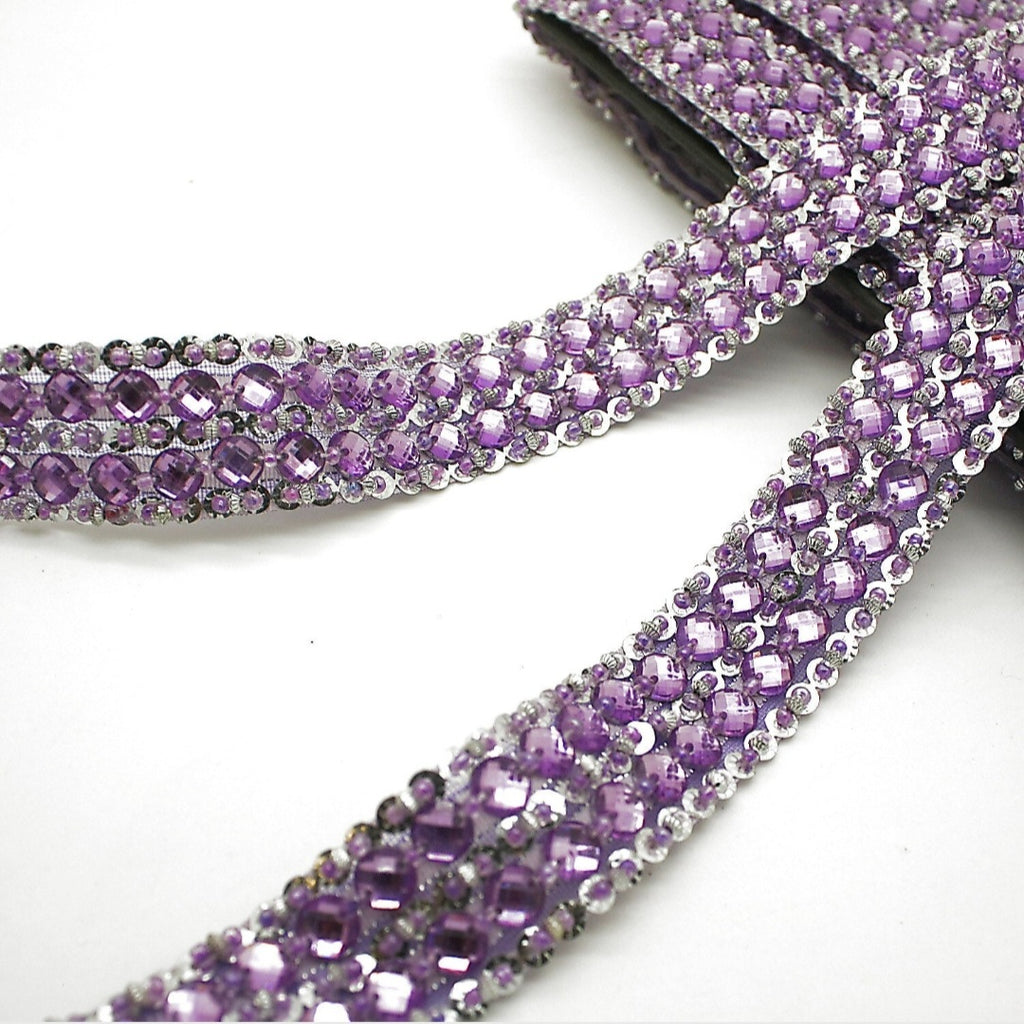 LILAC RHINESTONE BEADED TRIM - sarahi.NYC