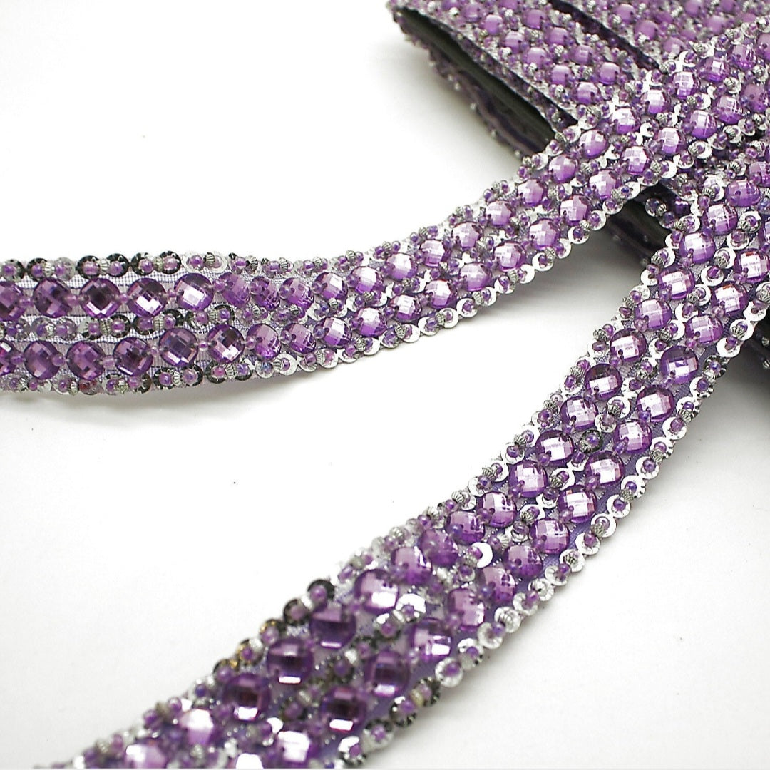 LILAC RHINESTONE BEADED TRIM - sarahi.NYC