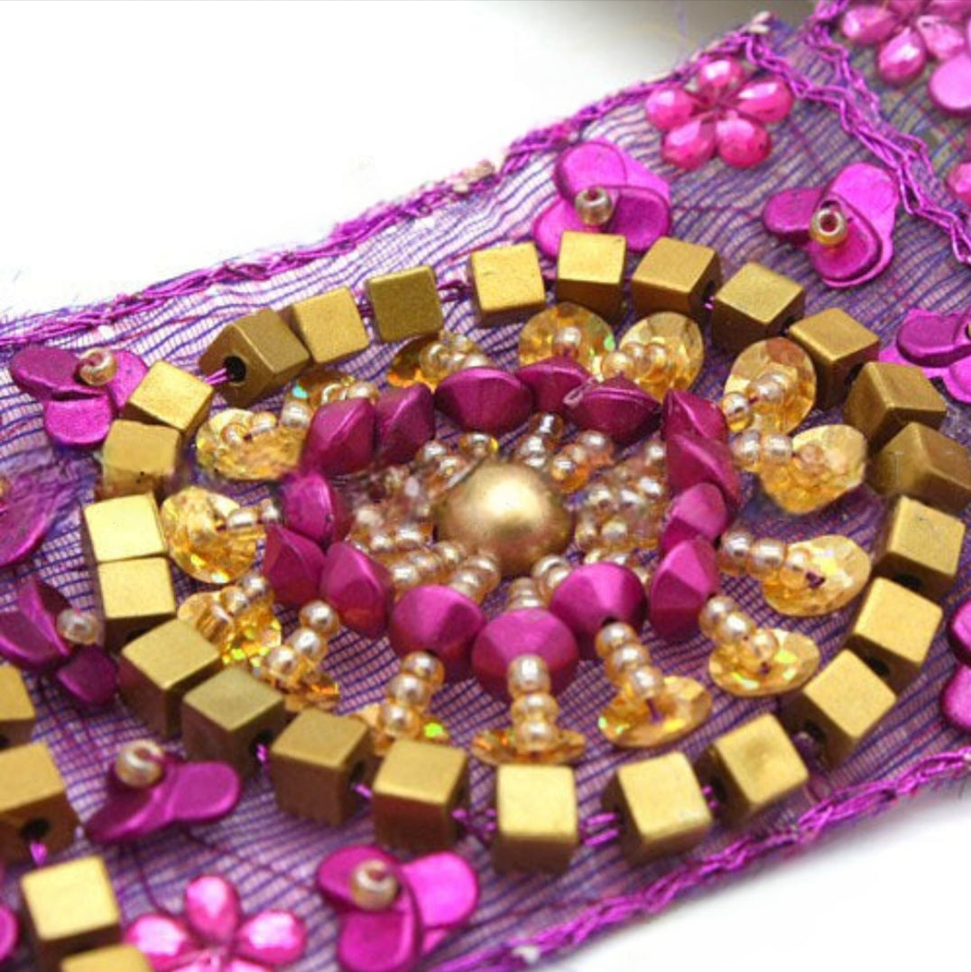 PINK FABRIC RHINESTONE SEQUIN TRIM - sarahi.NYC