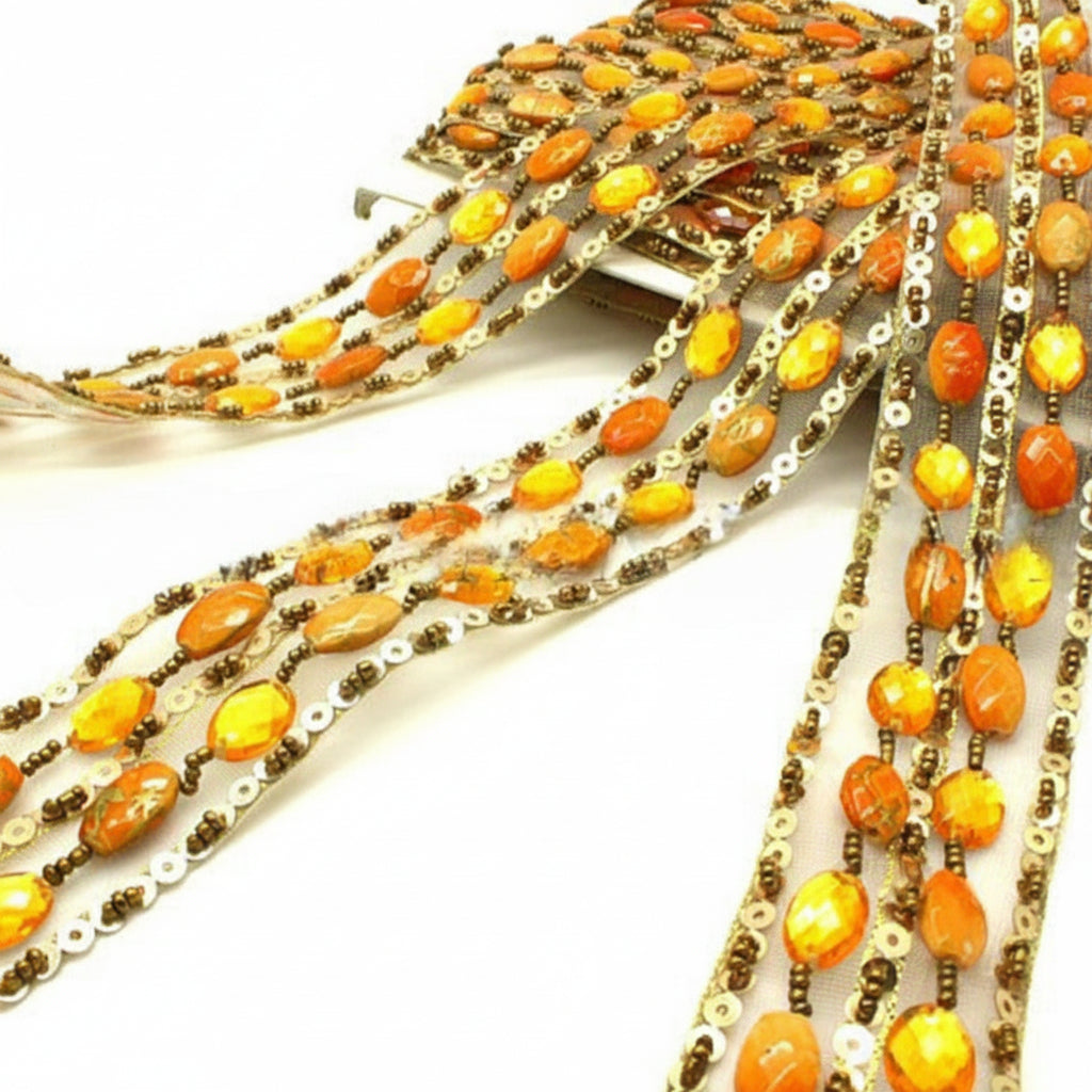 ORANGE RHINESTONE TRIM - sarahi.NYC