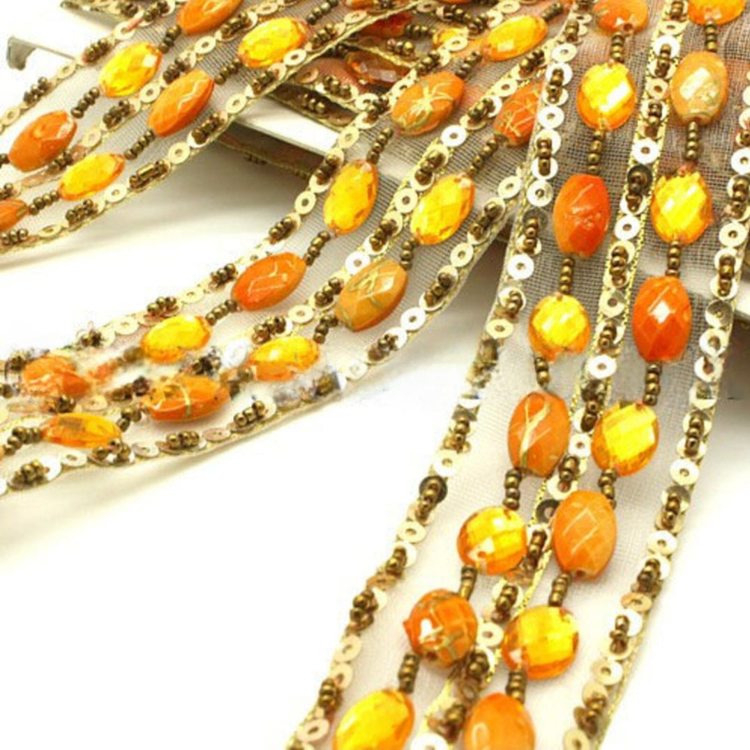 ORANGE RHINESTONE TRIM - sarahi.NYC