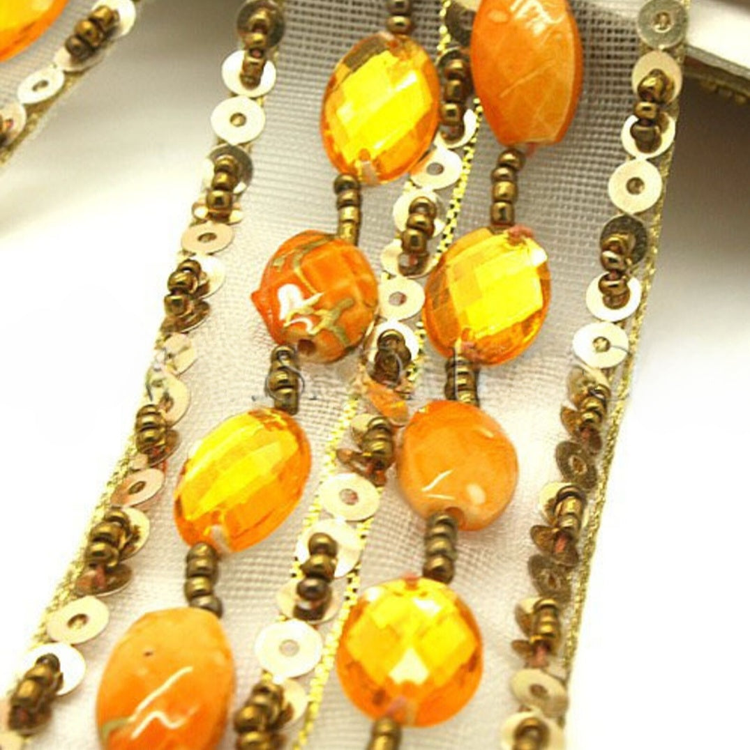 ORANGE RHINESTONE TRIM - sarahi.NYC