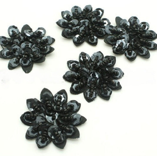 5 X BLACK FLOWER MOTIFS - SARAHI.NYC
