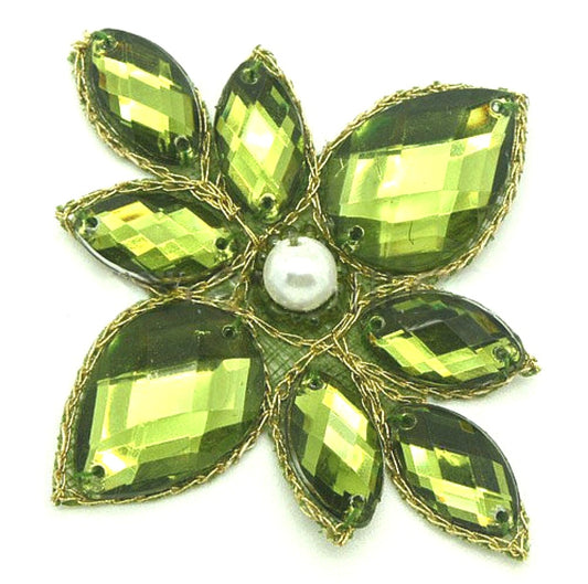OLIVE GREEN  RHINESTONE FLORAL MOTIF  - sarahi.NYC