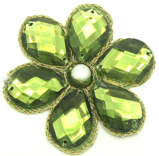 OLIVE GREEN  RHINESTONE FLORAL MOTIF  - sarahi.NYC