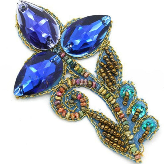BLUE FLORAL RHINESTONE MOTIF - sarahi.NYC