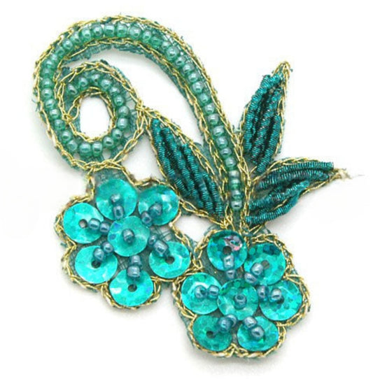 GREEN SEQUIN FLORAL MOTIF - sarahi.NYC