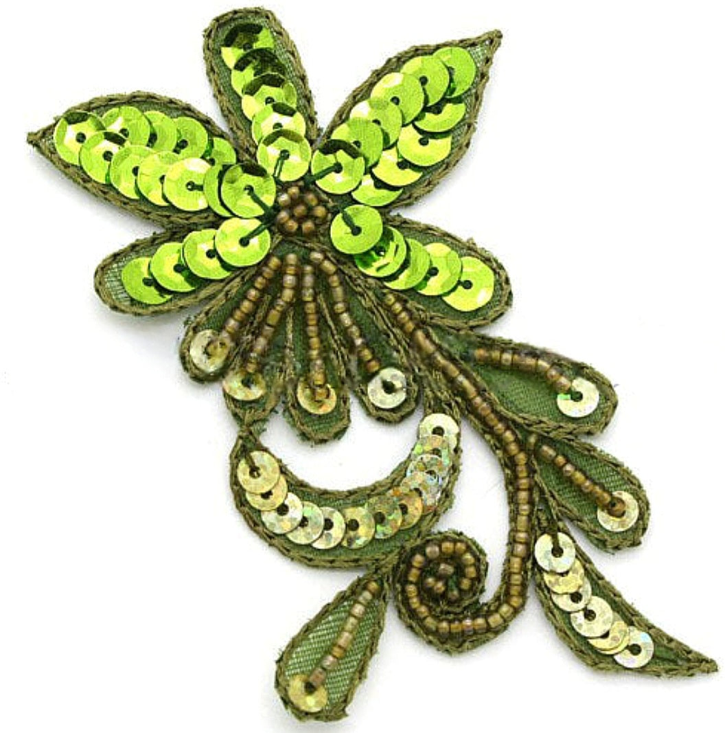 LIME GREEN FLORAL SEQUIN MOTIF - sarahi.NYC