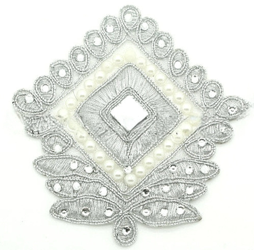 SILVER MIRROR RHINESTONE APPLIQUE - sarahi.NYC