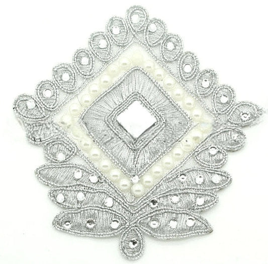 SILVER MIRROR RHINESTONE APPLIQUE - sarahi.NYC