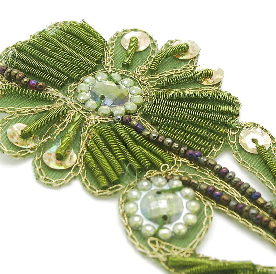 GREEN GOLD GEM FLORAL GEM MOTIF - sarahi.NYC