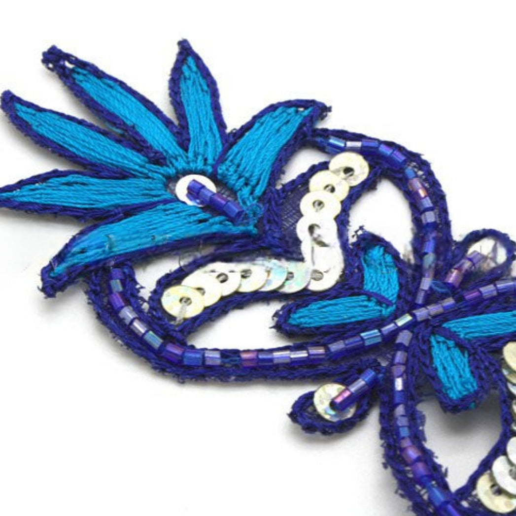 BLUE TURQUOISE SEQUIN APPLIQUE  - sarahi.NYC