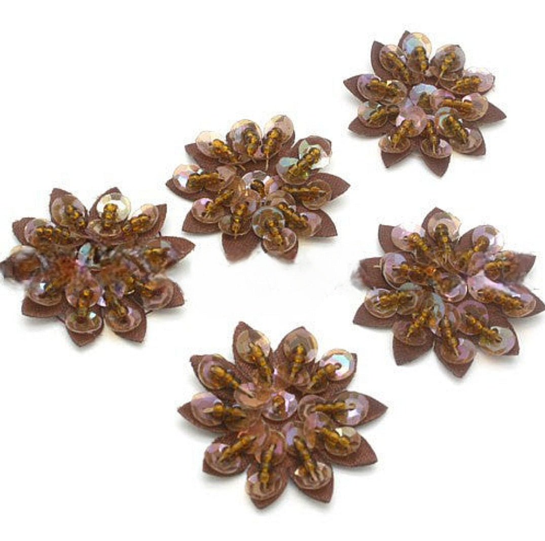 5 X BROWN FLOWER MOTIFS - SARAHI.NYC