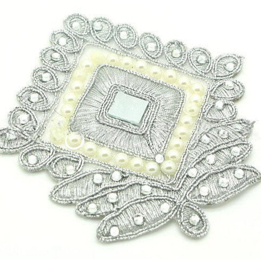 SILVER MIRROR RHINESTONE APPLIQUE - sarahi.NYC