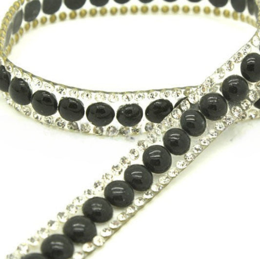 BLACK CIRCLE STONE HOTFIX  TRIM- sarahi.NYC