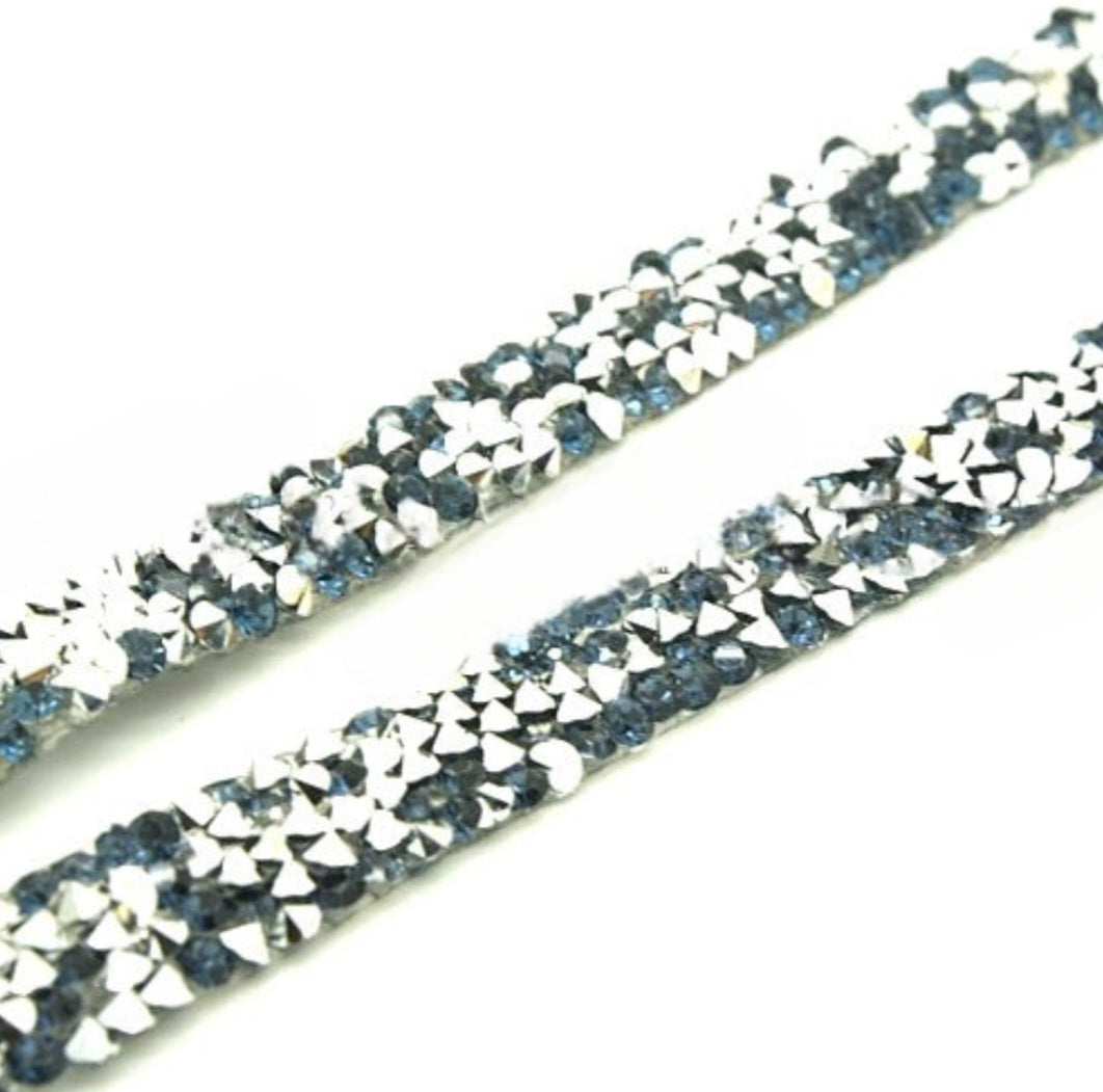 BLUE GRAY STONE HOTFIX STRIP TRIM- sarahi.NYC