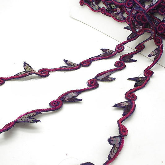 PURPLE SWIRL LEAF BEADED TRIM - sarahi.NYC