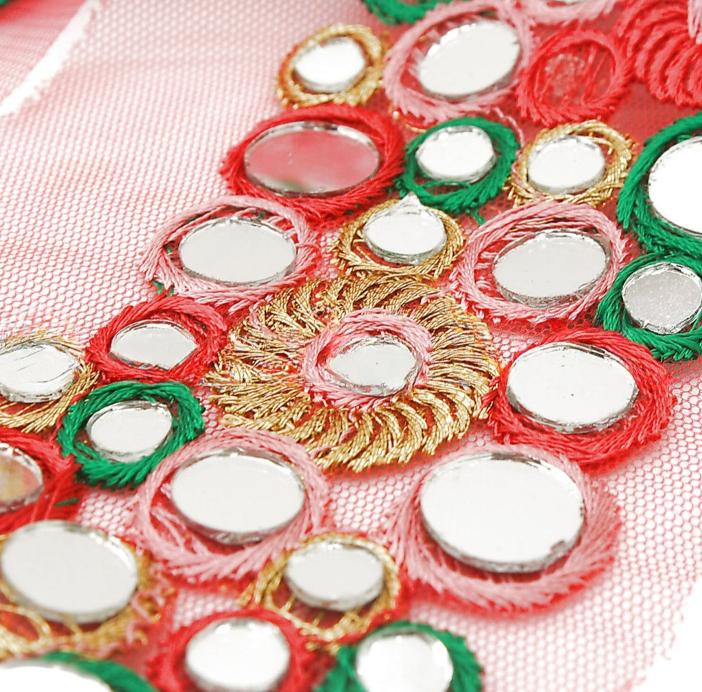 RED GREEN MIRROR NET FABRIC TRIM - sarahi.NYC