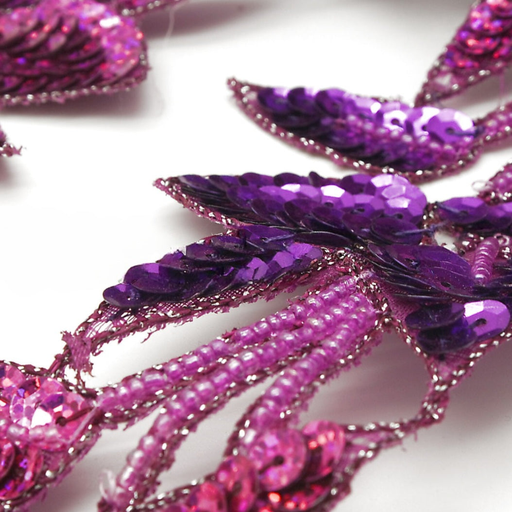 CERISE PURPLE SEQUIN LEAF WIDE TRIM - sarahi.NYC