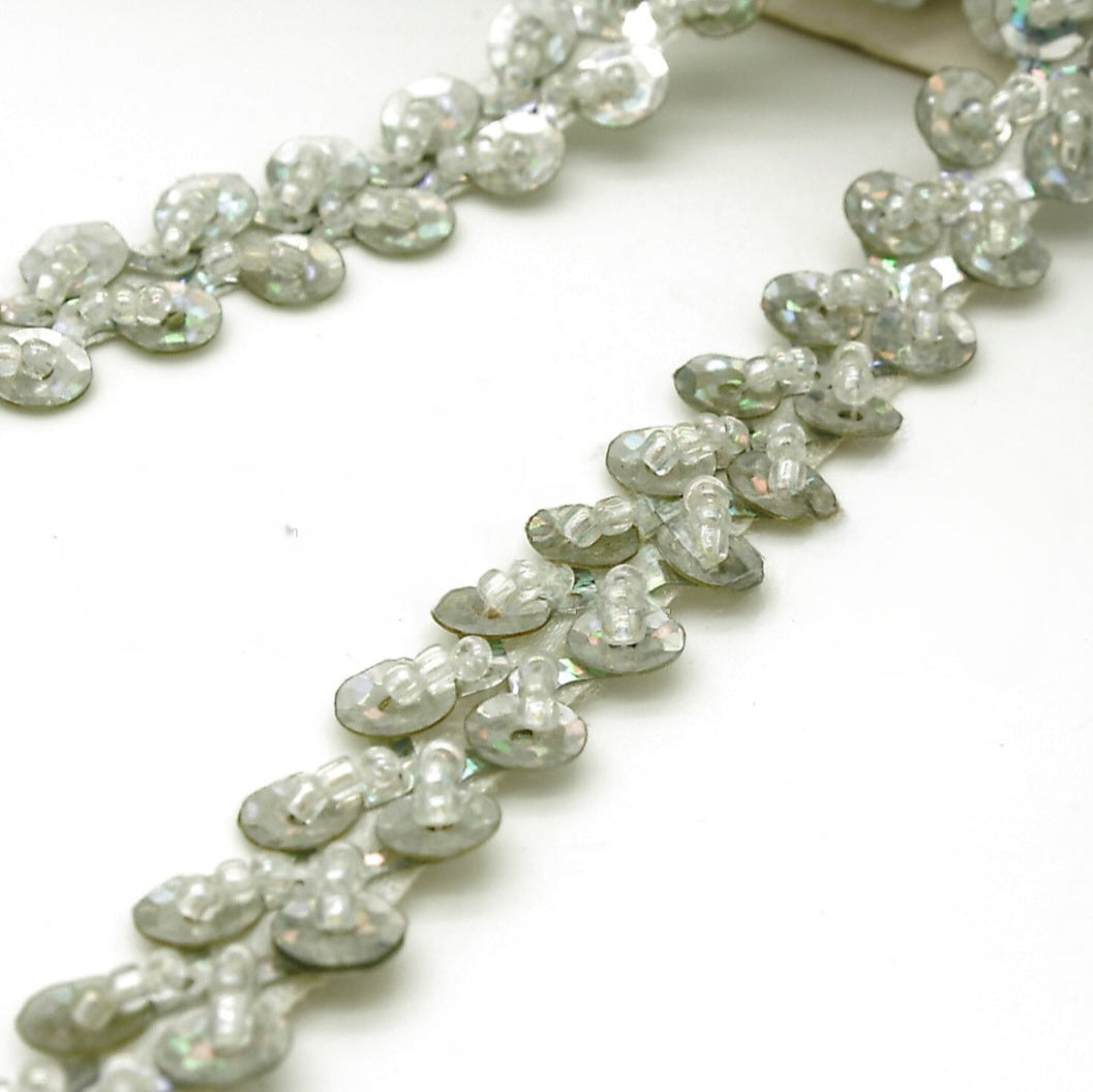 SILVER IRIDESCENT BEADED TRIM  - sarahi.NYC