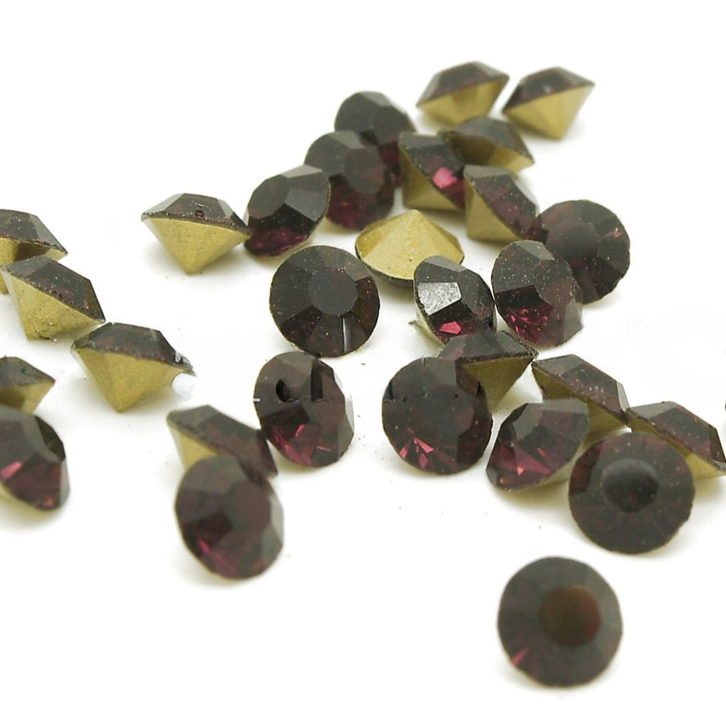 10 X 8mm GRAPE BURGUNDY CHATON CRYSTALS   - sarahi.NYC
