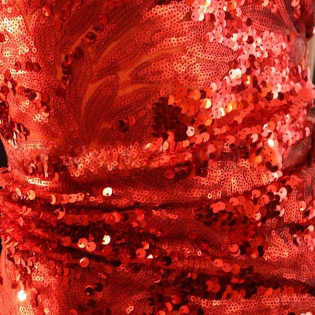 RED SEQUIN FABRIC - sarahi.NYC