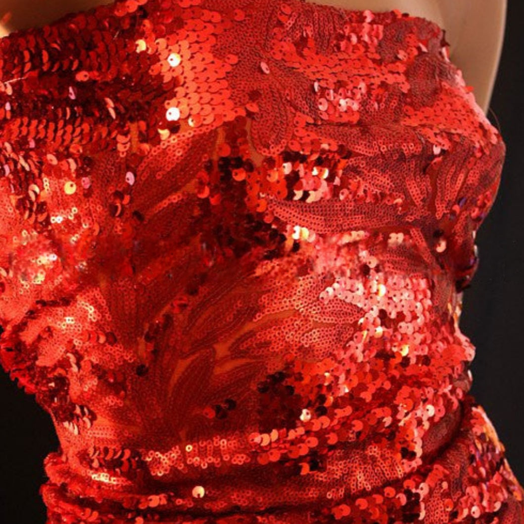 RED SEQUIN FABRIC - sarahi.NYC