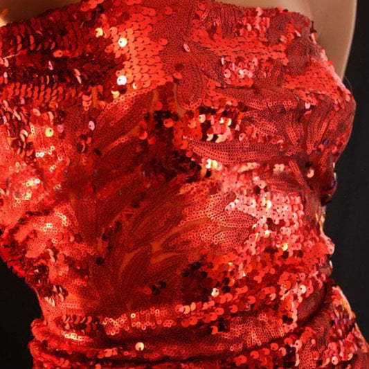 RED SEQUIN FABRIC - sarahi.NYC
