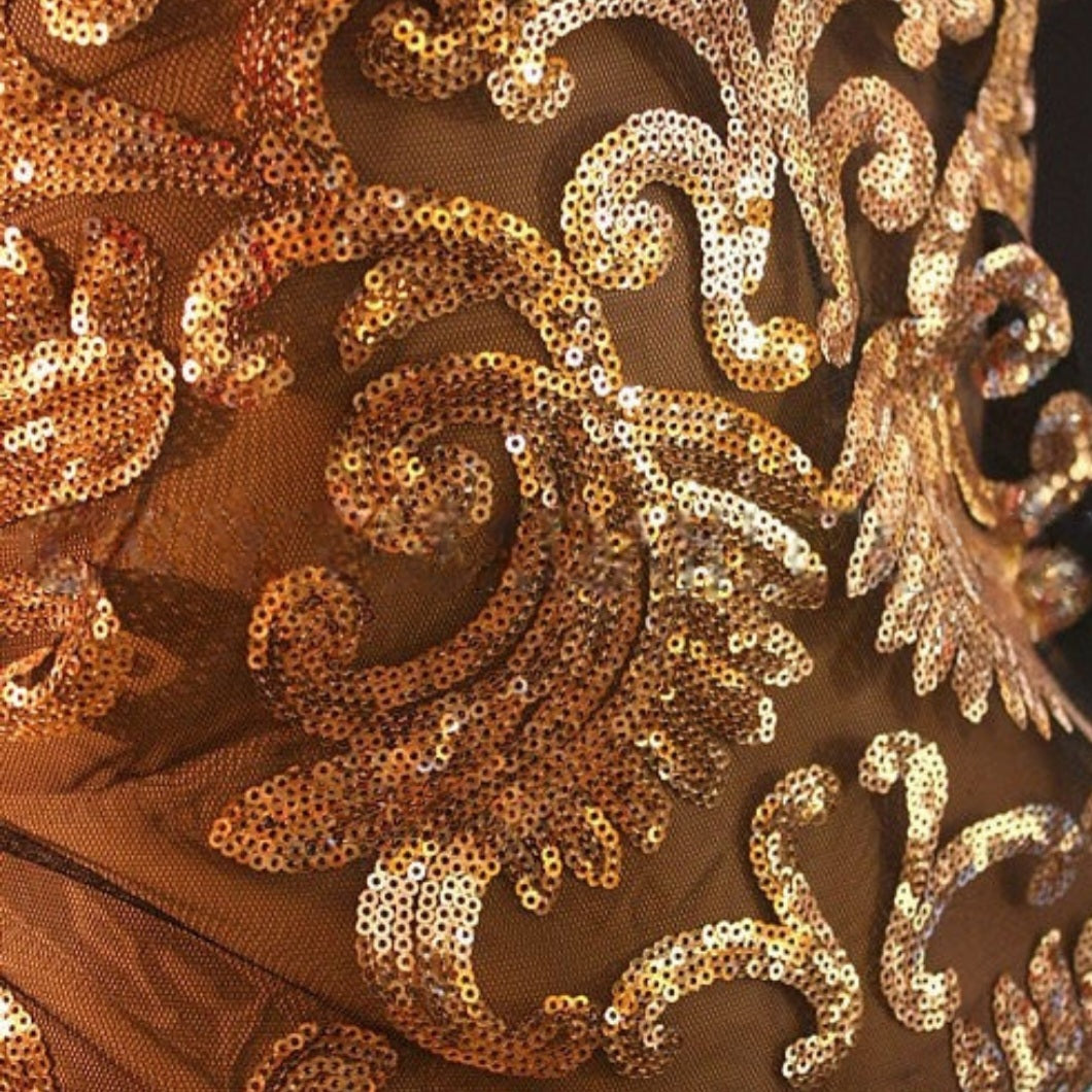 BLACK GOLD SEQUIN FABRIC - sarahi.NYC