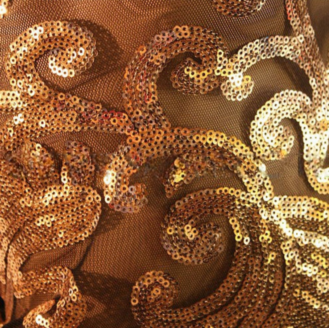 BLACK GOLD SEQUIN FABRIC - sarahi.NYC