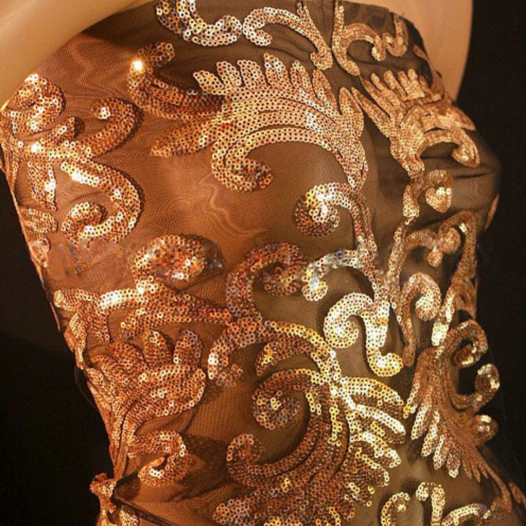 BLACK GOLD SEQUIN FABRIC - sarahi.NYC